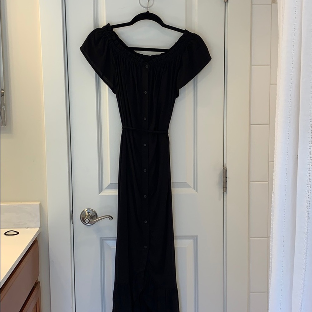 LOFT Off the Shoulder Ruffle Hem Maxi Dress